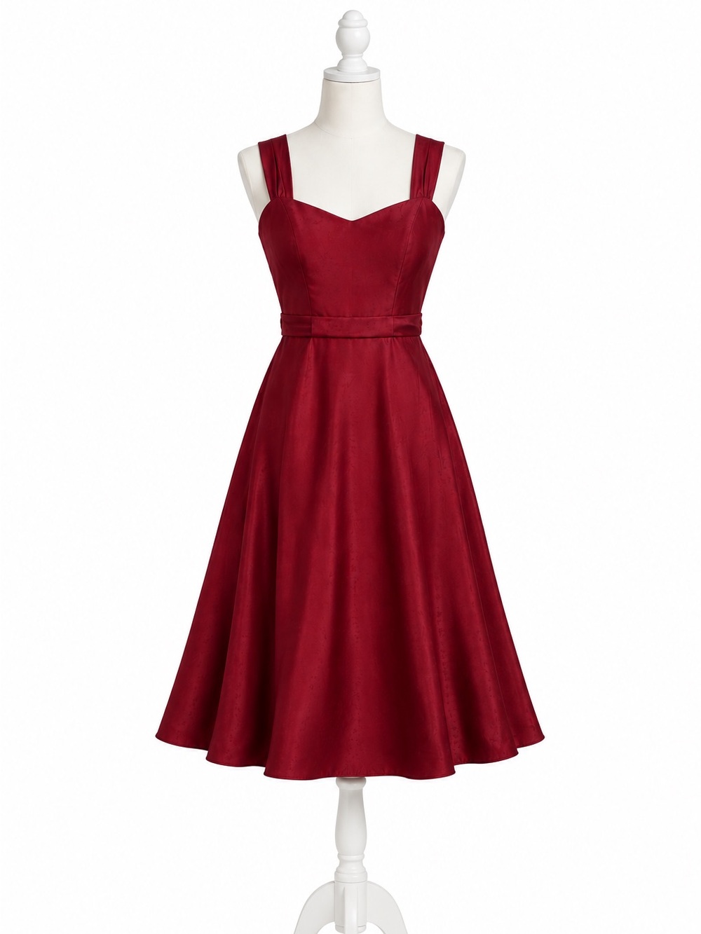 David’s Bridal Burgundy Satin Midi A-Line Dress Size 4 Formal Bridesmaid